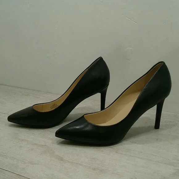NINE WEST Sexy Black Leather Etta Classic Pointed Toe Pumps | Heels Size 10 M - Picture 8 of 12